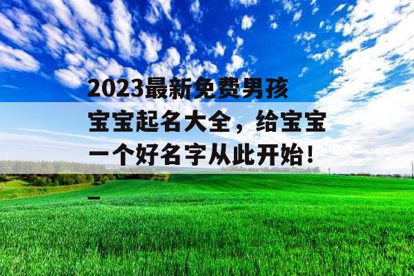 2023最新免费男孩宝宝起名大全，给宝宝一个好名字从此开始！_