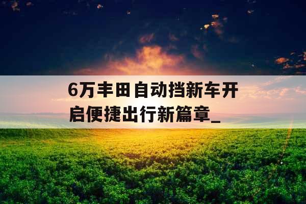 6万丰田自动挡新车开启便捷出行新篇章_