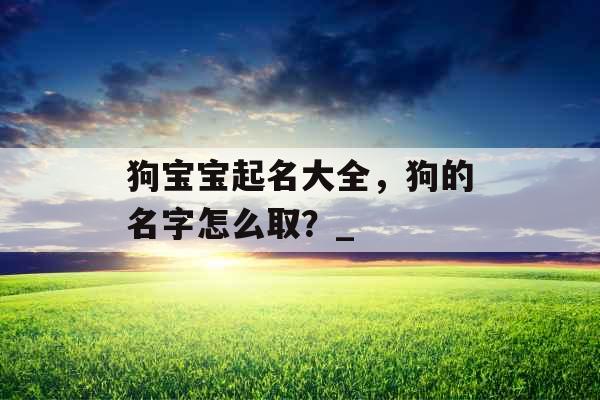 狗宝宝起名大全，狗的名字怎么取？_