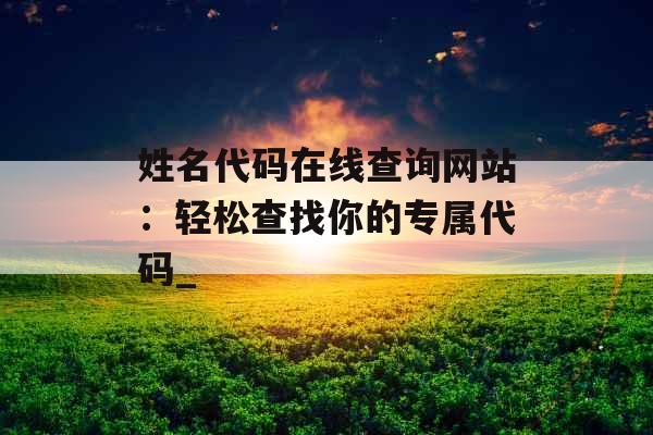 姓名代码在线查询网站：轻松查找你的专属代码_