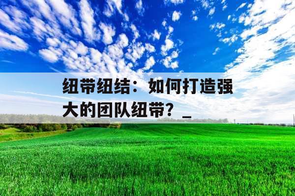 纽带纽结：如何打造强大的团队纽带？_