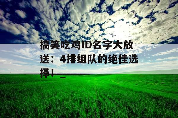 搞笑吃鸡ID名字大放送：4排组队的绝佳选择！_