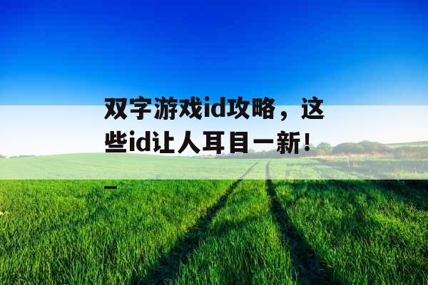 双字游戏id攻略，这些id让人耳目一新！_