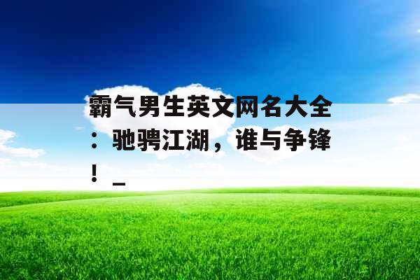 霸气男生英文网名大全：驰骋江湖，谁与争锋！_