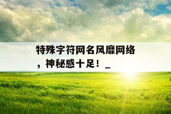特殊字符网名风靡网络，神秘感十足！_