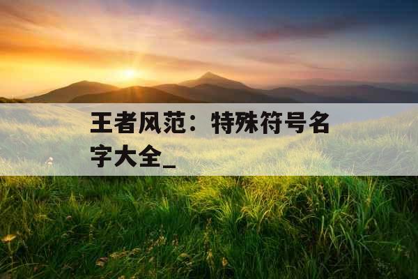 王者风范：特殊符号名字大全_