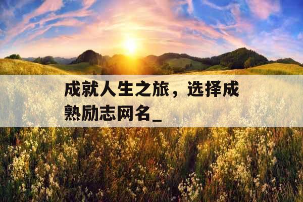 成就人生之旅，选择成熟励志网名_