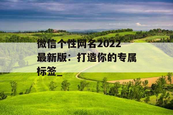 微信个性网名2022最新版：打造你的专属标签_