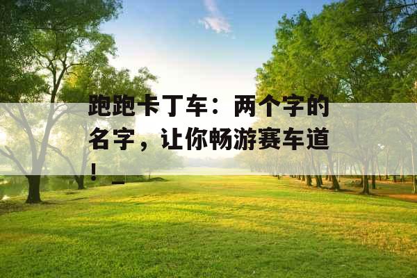 跑跑卡丁车：两个字的名字，让你畅游赛车道！_