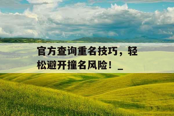 官方查询重名技巧，轻松避开撞名风险！_