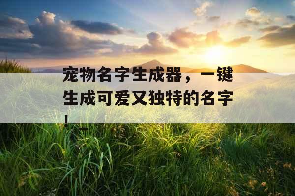 宠物名字生成器，一键生成可爱又独特的名字！_