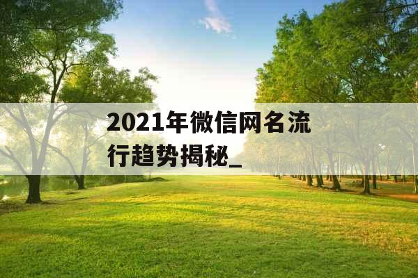 2021年微信网名流行趋势揭秘_