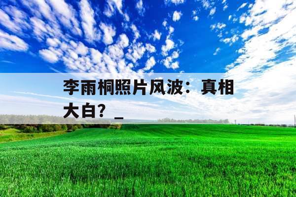 李雨桐照片风波：真相大白？_