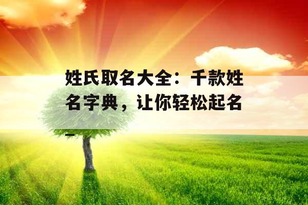 姓氏取名大全：千款姓名字典，让你轻松起名_