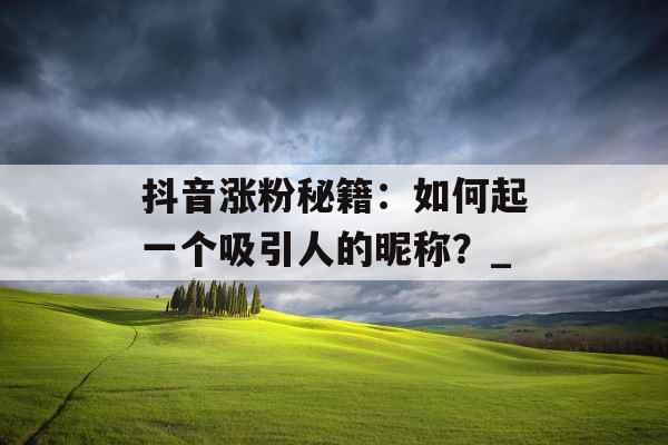 抖音涨粉秘籍：如何起一个吸引人的昵称？_