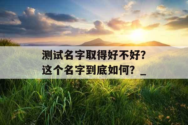 测试名字取得好不好？这个名字到底如何？_