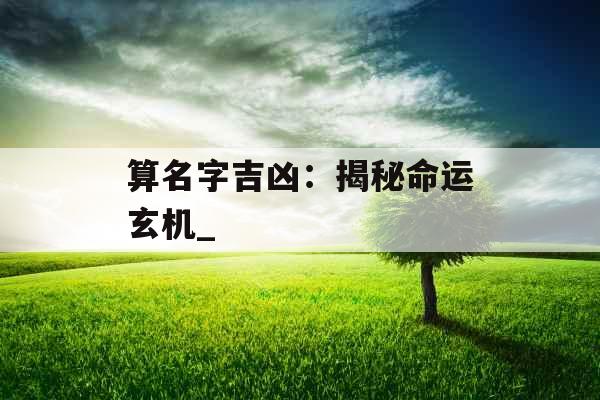 算名字吉凶：揭秘命运玄机_