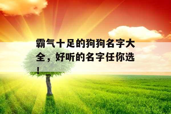 霸气十足的狗狗名字大全，好听的名字任你选！_