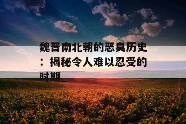 魏晋南北朝的恶臭历史：揭秘令人难以忍受的时期_