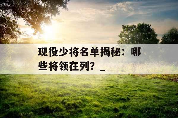 现役少将名单揭秘：哪些将领在列？_