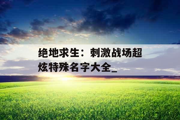 绝地求生：刺激战场超炫特殊名字大全_