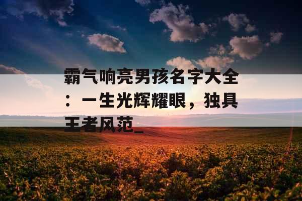 霸气响亮男孩名字大全：一生光辉耀眼，独具王者风范_