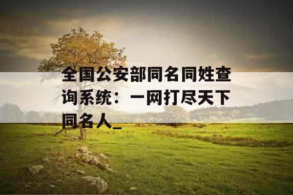 全国公安部同名同姓查询系统：一网打尽天下同名人_
