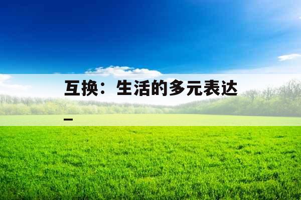 互换：生活的多元表达_