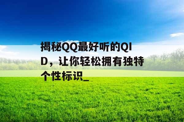 揭秘QQ最好听的QID，让你轻松拥有独特个性标识_