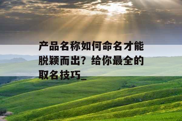 产品名称如何命名才能脱颖而出？给你最全的取名技巧_