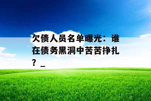 欠债人员名单曝光：谁在债务黑洞中苦苦挣扎？_