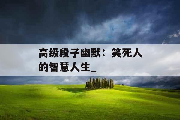 高级段子幽默：笑死人的智慧人生_