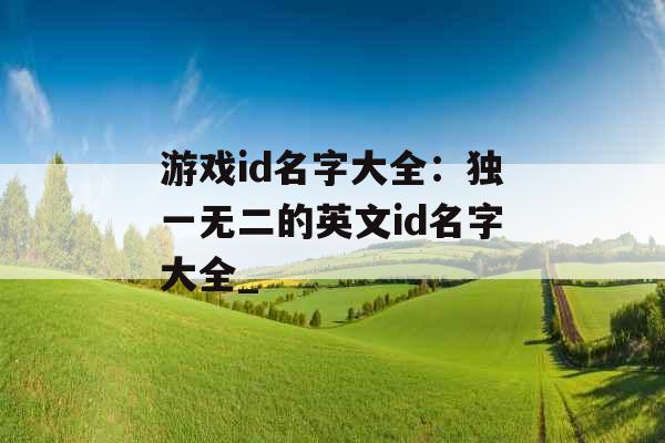 游戏id名字大全：独一无二的英文id名字大全_