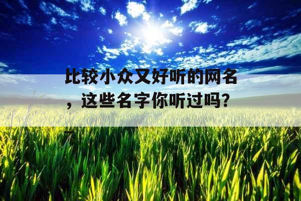 比较小众又好听的网名，这些名字你听过吗？_