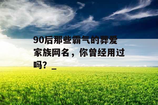 90后那些霸气的葬爱家族网名，你曾经用过吗？_