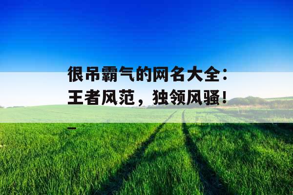 很吊霸气的网名大全：王者风范，独领风骚！_
