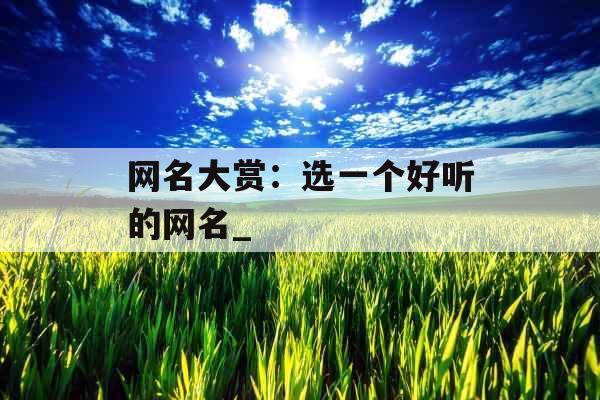 网名大赏：选一个好听的网名_