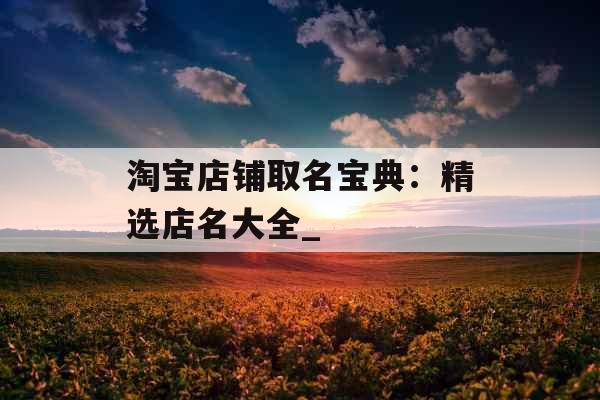 淘宝店铺取名宝典：精选店名大全_