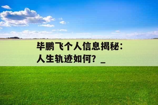 毕鹏飞个人信息揭秘：人生轨迹如何？_