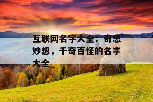 互联网名字大全：奇思妙想，千奇百怪的名字大全_