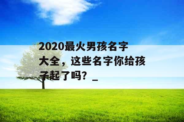 2020最火男孩名字大全，这些名字你给孩子起了吗？_