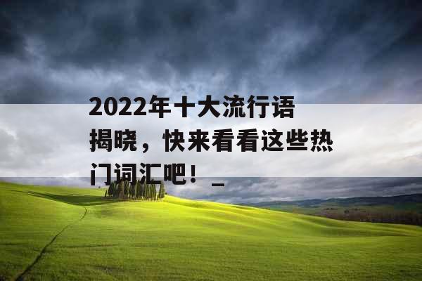 2022年十大流行语揭晓，快来看看这些热门词汇吧！_