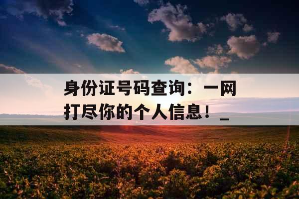 身份证号码查询：一网打尽你的个人信息！_