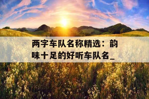 两字车队名称精选：韵味十足的好听车队名_