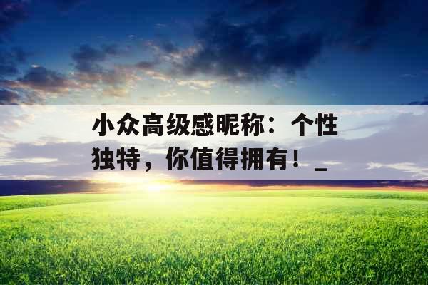 小众高级感昵称：个性独特，你值得拥有！_