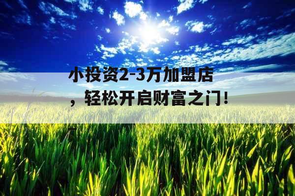 小投资2-3万加盟店，轻松开启财富之门！_