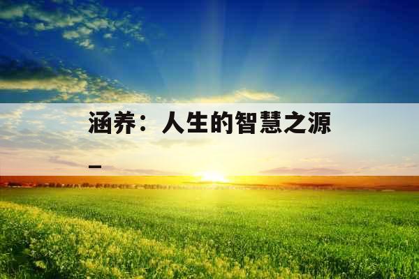 涵养：人生的智慧之源_