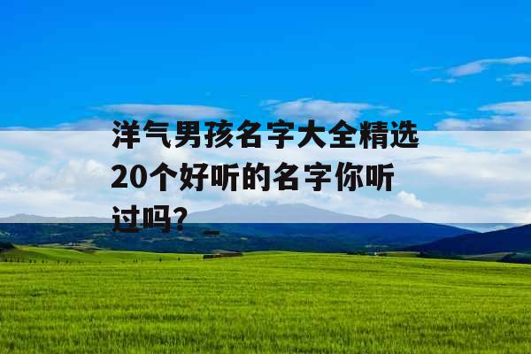 洋气男孩名字大全精选20个好听的名字你听过吗？_