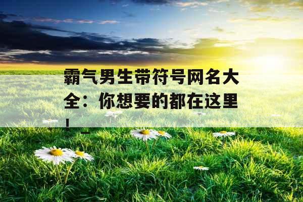 霸气男生带符号网名大全：你想要的都在这里！_