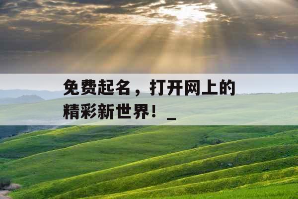 免费起名，打开网上的精彩新世界！_